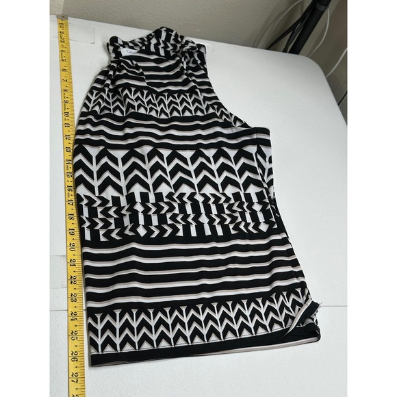 Calvin Klein Top Womens‎ 2X Black White Sleeveless Chevron Stripe Office Stretch - Picture 10 of 10